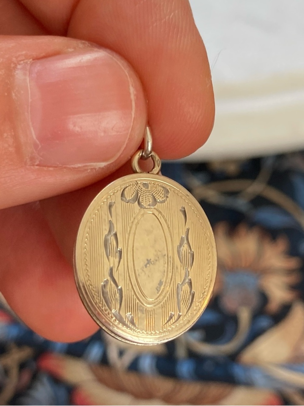 Antique Victorian Engraved Floral Gold-Filled Locket